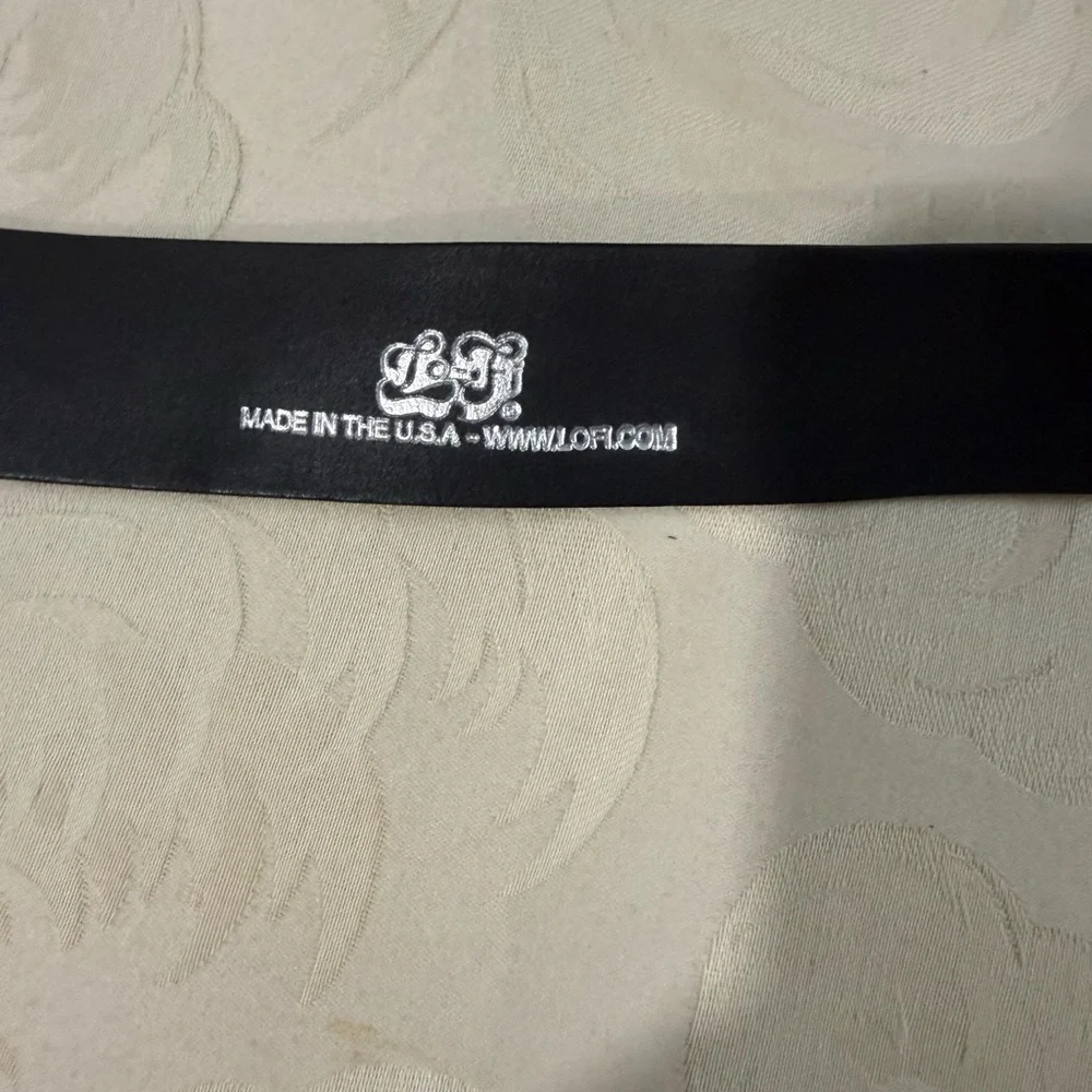 LoFi Leather Black Handmade Belt Floral Tooled Scalloped Buckle‎ Made in USA